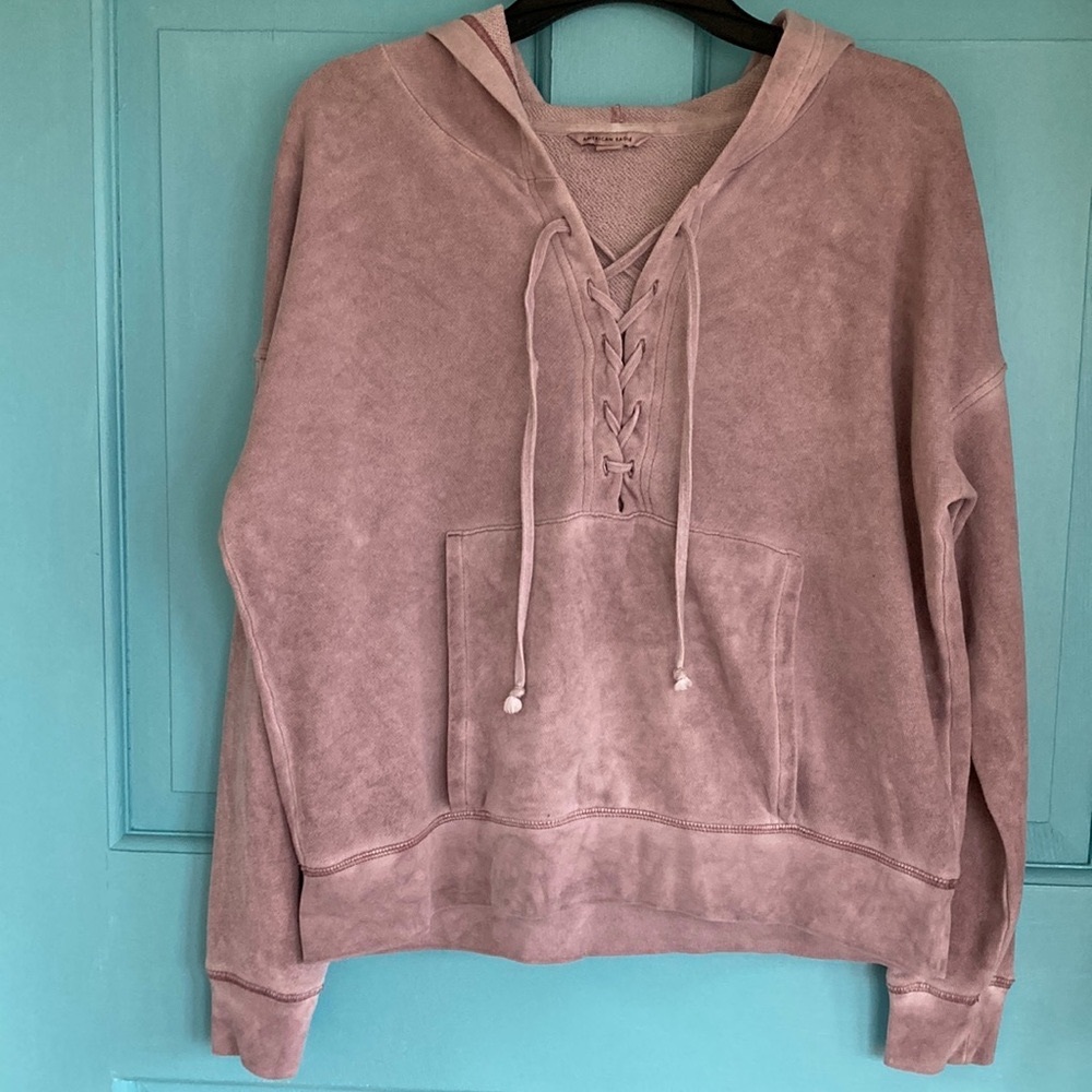 American Eagle Women's Mauve Hoodie Size Small